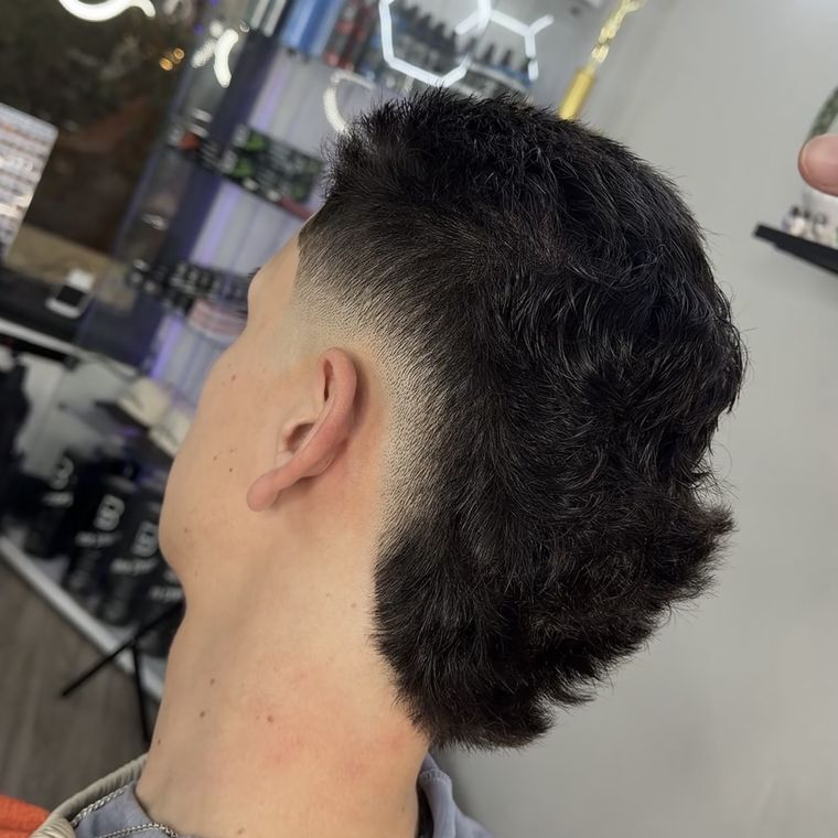 Burst fade mullet haircut, San Marcos TX barber